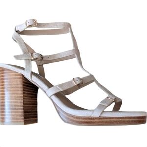 Steve Madden Daelene White Leather Strappy Block Heel Sandals 8.5 NEW